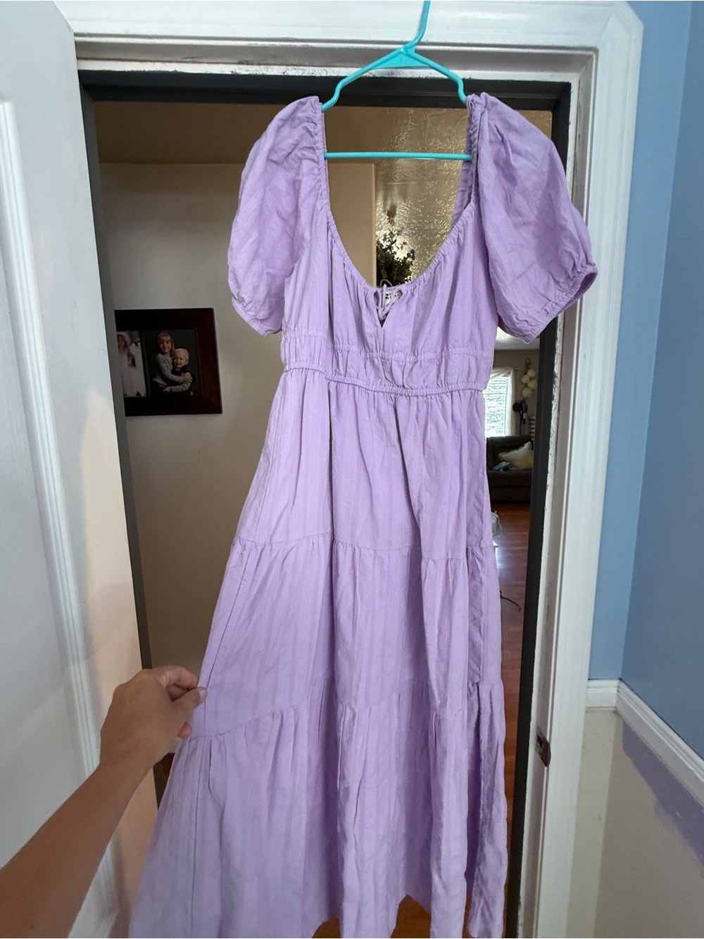 Billabong Lilac Puff-Sleeve Tiered Maxi Dress New with Tags